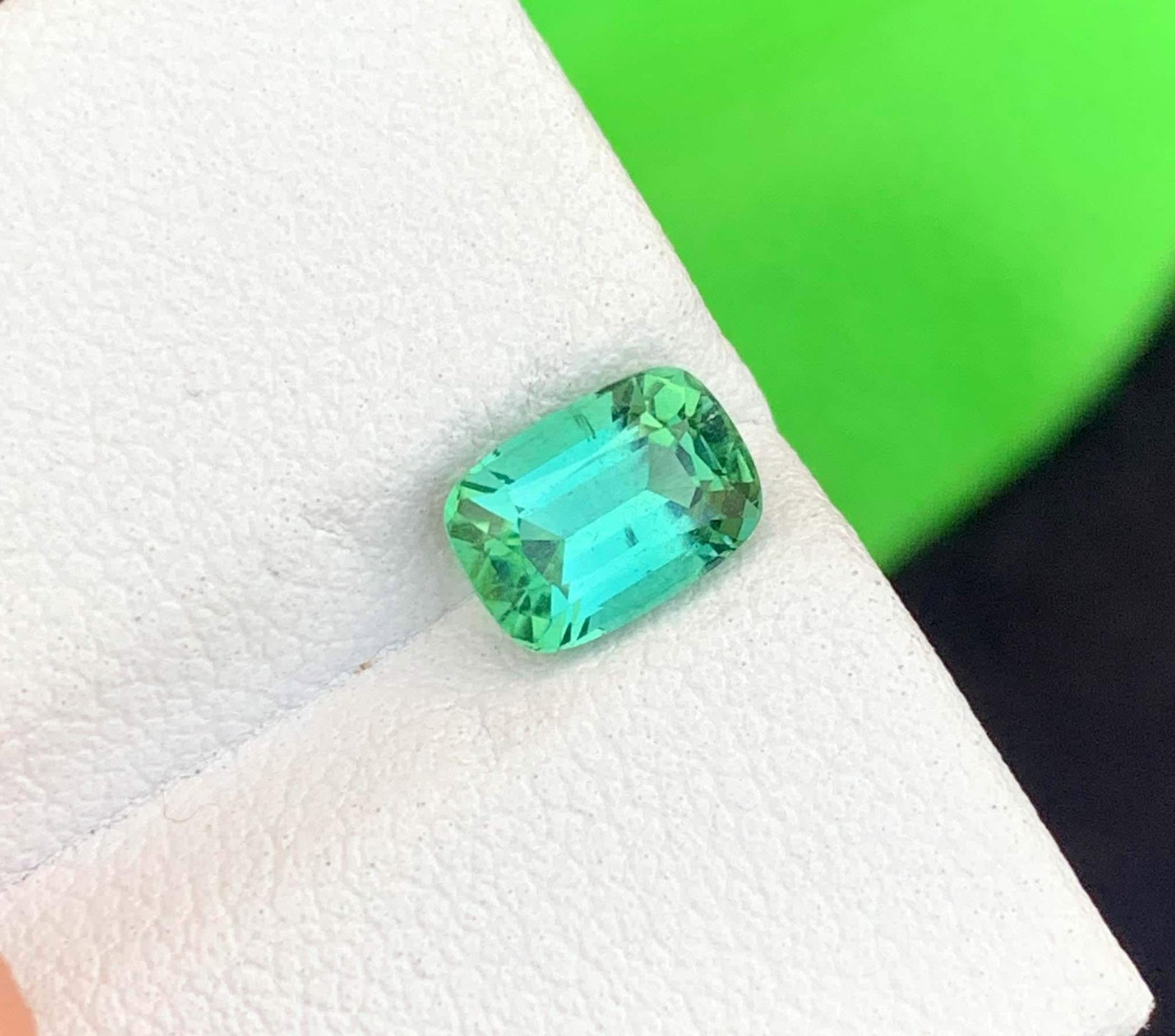Natural Blue Green Tourmaline Gemstone: Cushion Cut October Birthstone - 4