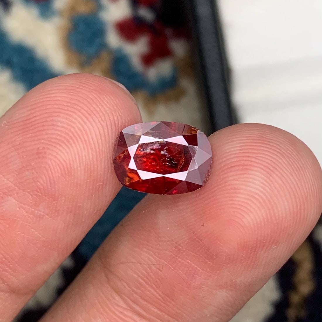 Faceted Red Tantalite Gemstone: 4.12 Carat Cushion Cut, July Birthstone - 2