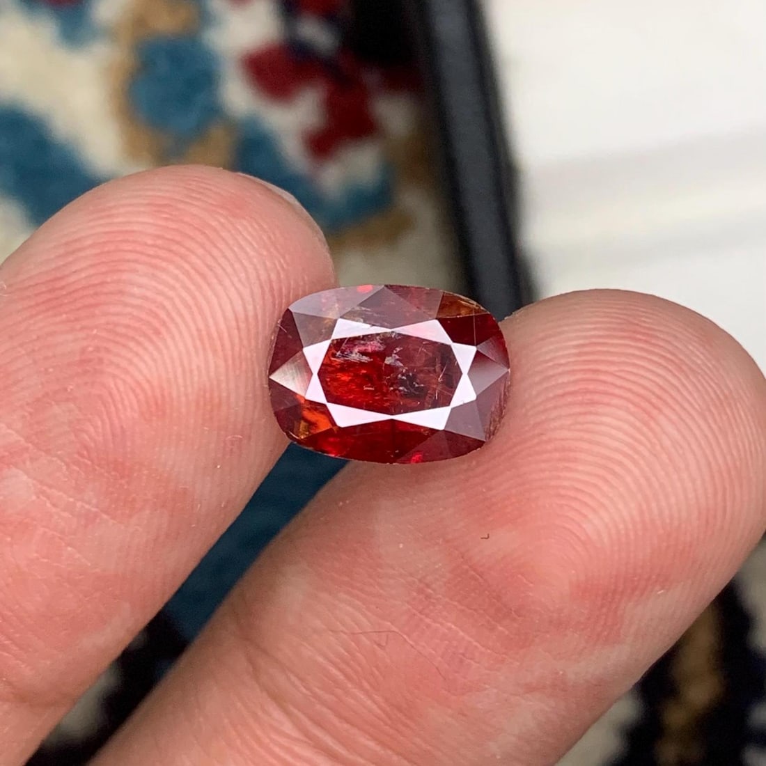 Faceted Red Tantalite Gemstone: 4.12 Carat Cushion Cut, July Birthstone - 5