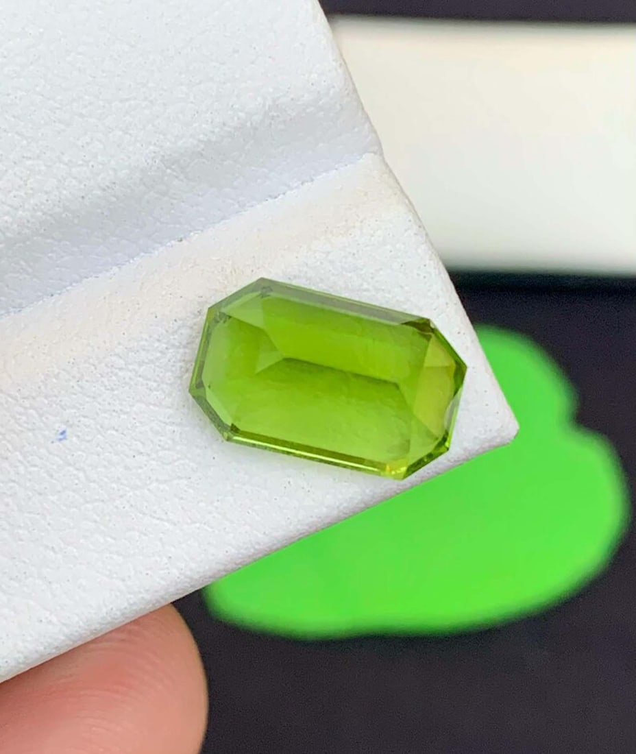 Natural Peridot Gemstones, Top Color Emerald Cut Peridot Loose Gemstone From Pakistan, August - 2