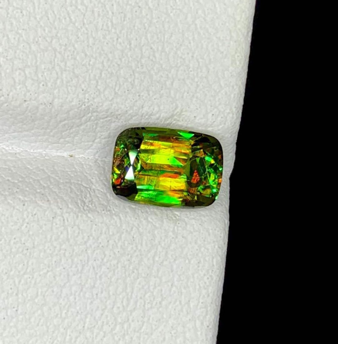 Green Chrome Sphene Gemstone: Lustrous Cushion Cut Titanite, June Birthstone - 4