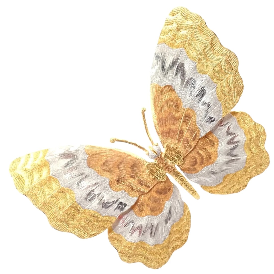 Authentic! Buccellati 18k Yellow White Rose Gold Large Butterfly Pin Brooch (1 of 10)