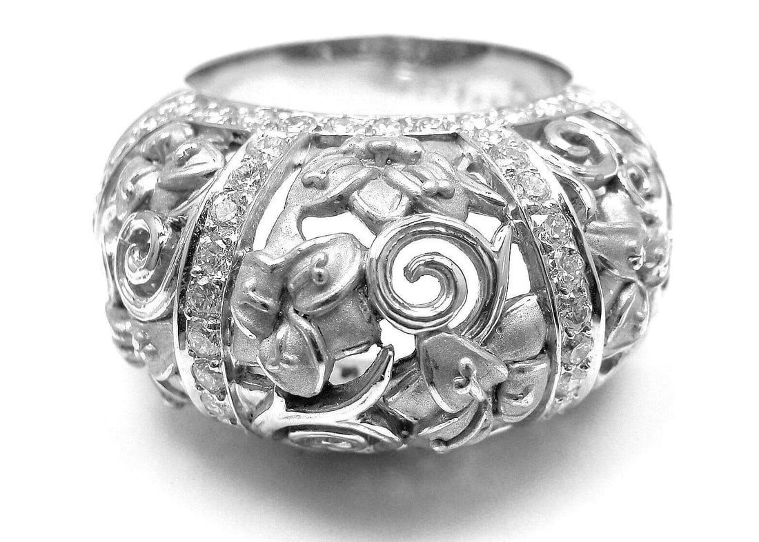 New! Authentic Carrera Y Carrera Taj Mahal 18k White Gold Diamond Ring Cert. (1 of 8)