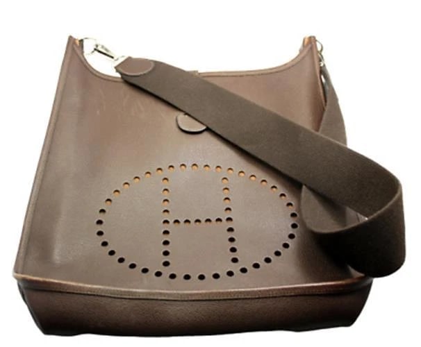 Authentic! Hermes Evelyne Chocolate Brown Epsom Leather GM Handbag Purse: Authentic! Hermes Evelyne Chocolate Brown Epsom Leather GM Handbag Purse About This Piece: Bag Hermes Evelyne Size: 13 inches x 12.75 inches x 3 inches Strap: 18" strap drop ALL MEASURES ARE APPROXIMA