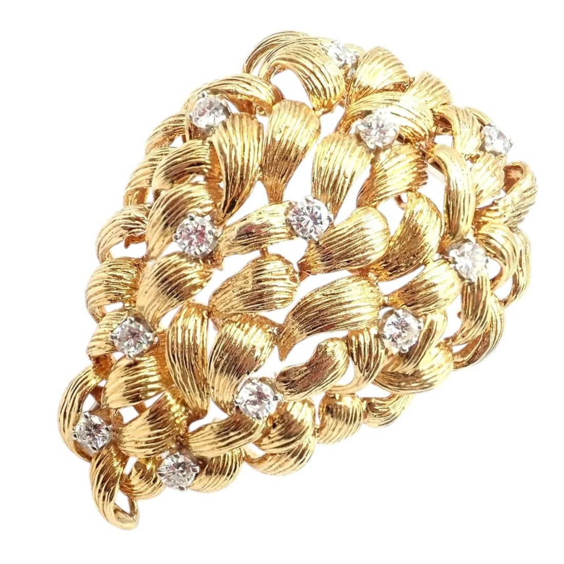 Authentic! David Webb 18k Yellow Gold Diamond Large Brooch (1 of 9)