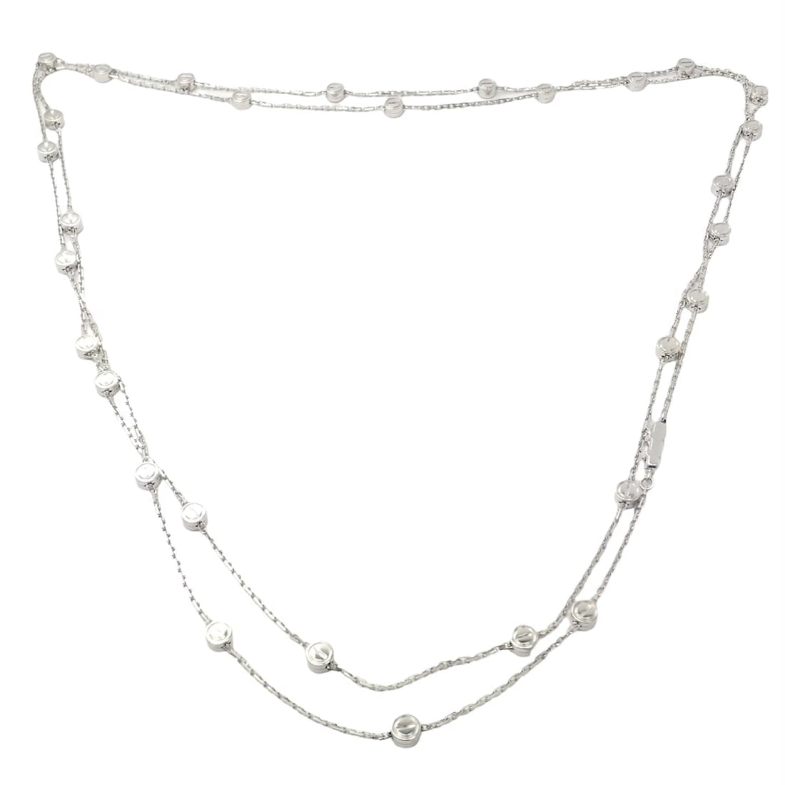 Authentic! Cartier Love Screws Station 18k White Gold 46" Long Chain Necklace: Authentic! Cartier Love Screws Station 18k White Gold 46" Long Chain Necklace About This Piece: This necklace was cleaned and inspected by Cartier and comes with service paper from Cartier store. Meta