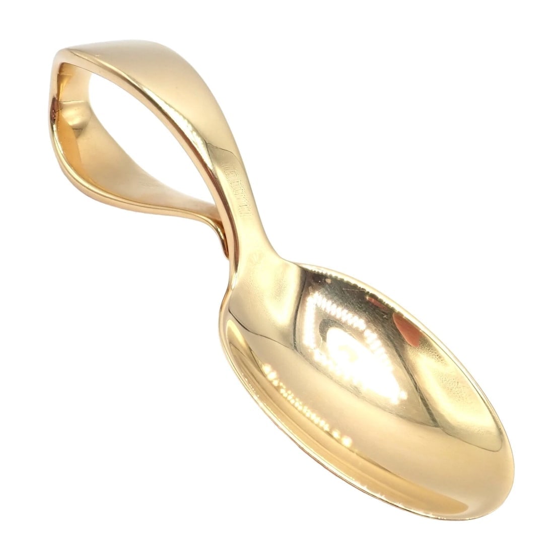 Vintage Estate! Tiffany & Co. Makers 18k Yellow Gold Baby Spoon 52.8g: Vintage Estate! Tiffany & Co. Makers 18k Yellow Gold Baby Spoon 52.8g About This Piece: This Vintage Estate Tiffany & Co. Makers baby spoon is crafted from 18k yellow gold, weighing 52.8 grams. Its el