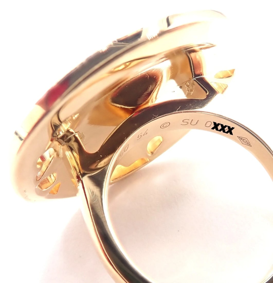 Authentic! Cartier Panther 18k Yellow Gold Diamond Lacquer Tsavorite Ring - 11