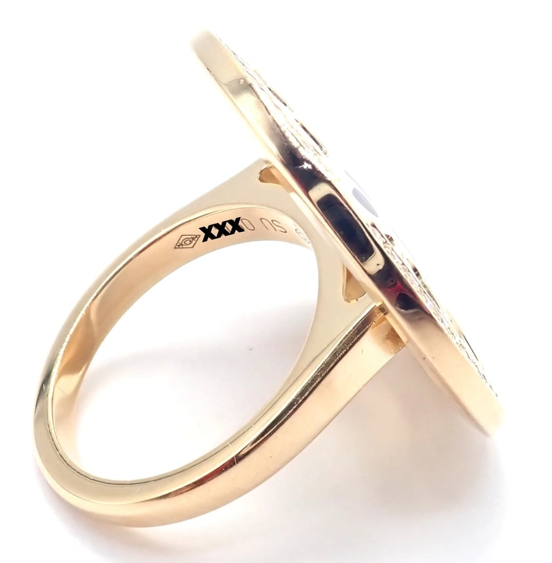 Authentic! Cartier Panther 18k Yellow Gold Diamond Lacquer Tsavorite Ring - 5