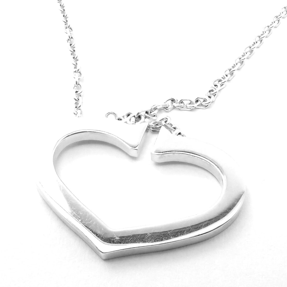 Authentic! Cartier 18k White Gold Diamond Large C Heart Pendant Necklace - 7