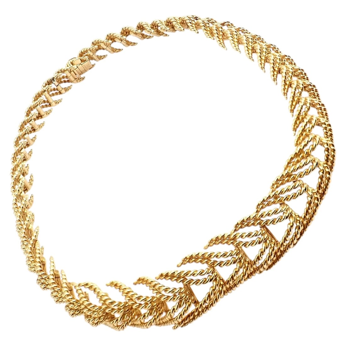 Vintage! Tiffany & Co France Georges Lenfant 18k Yellow Gold Rope Necklace: This vintage Tiffany & Co. France necklace attributed to Georges Lenfant, crafted in rich 18k yellow gold with an exceptional rope twist design. The necklace features a beautifully articulated openwor