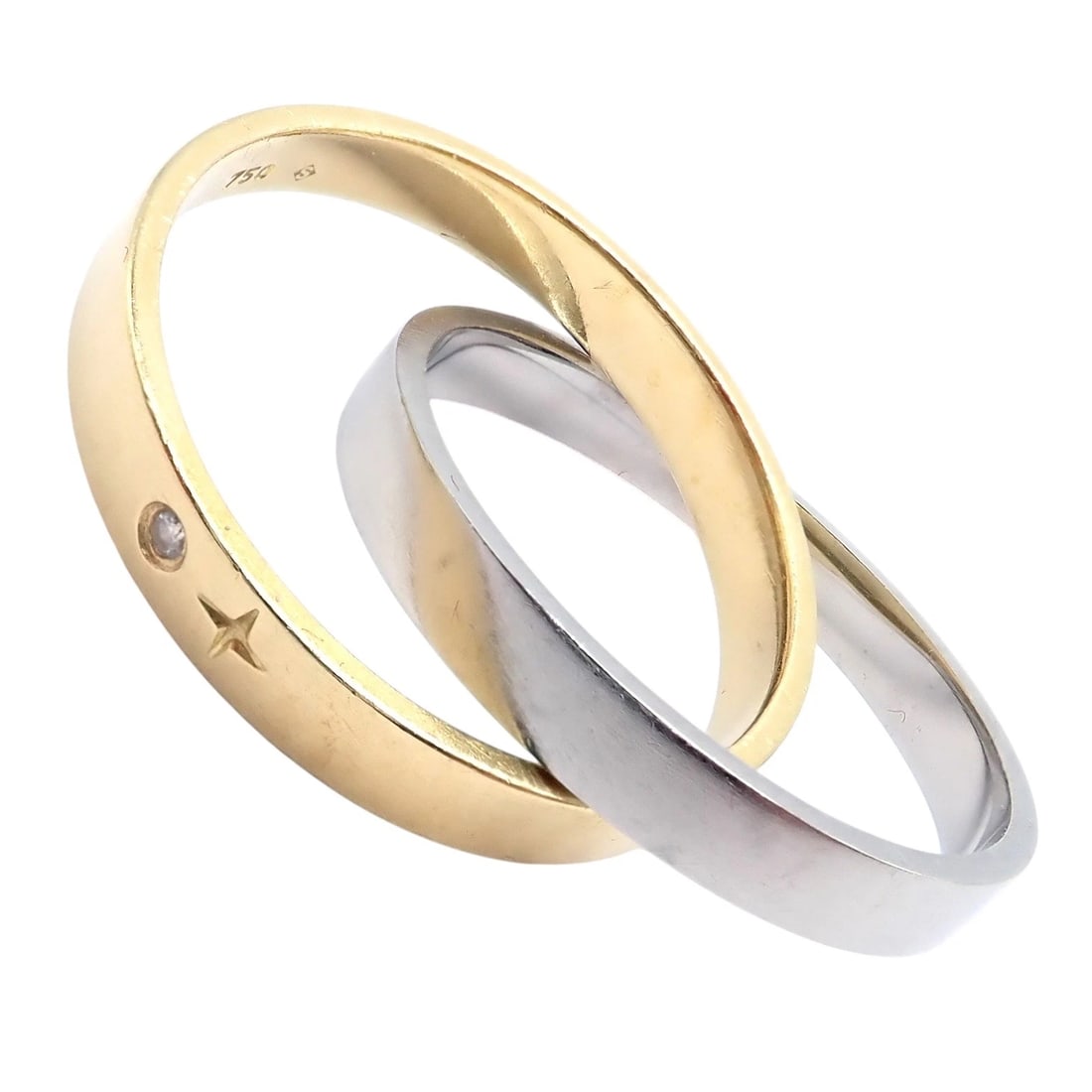 Authentic! H. Stern 18k Yellow + White Gold Diamond Twin Rolling Band Ring sz 9 (1 of 7)