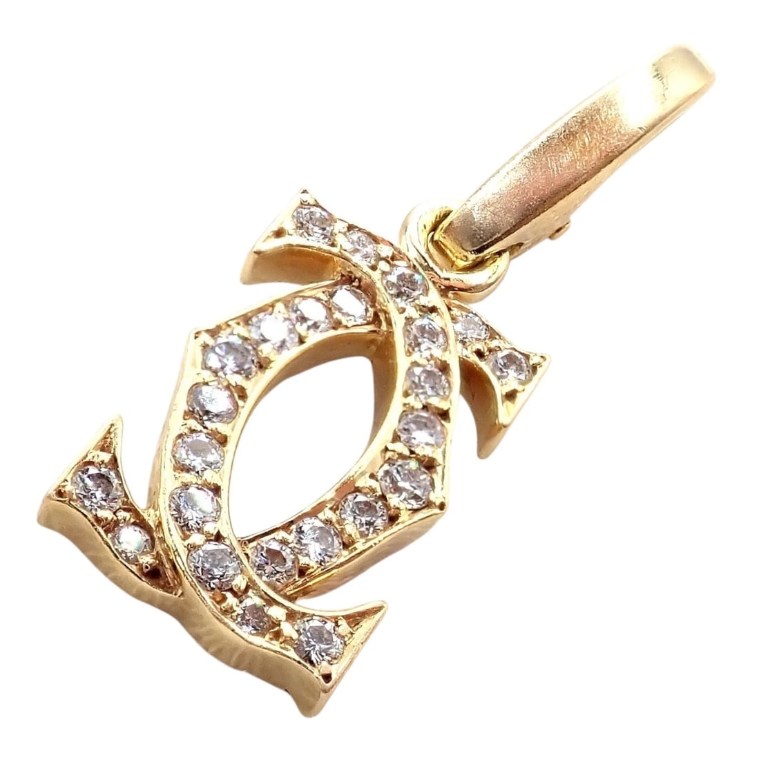 Authentic! Vintage Cartier 18k Yellow Gold Diamond Double C Charm Pendant (1 of 11)