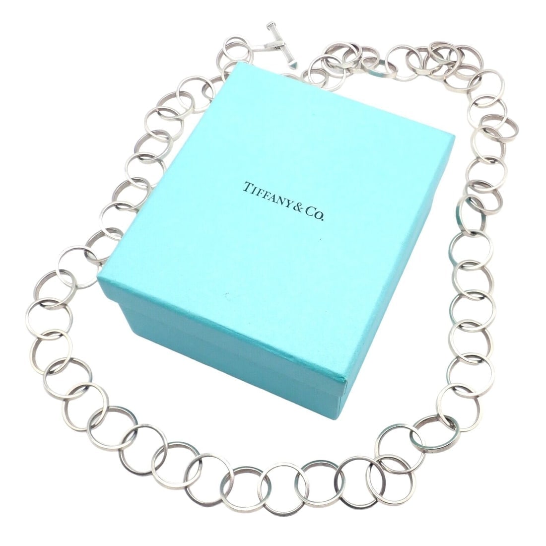 Rare! Tiffany & Co Picasso Sterling Silver Circle Link Long 34" Circle Necklace (1 of 10)