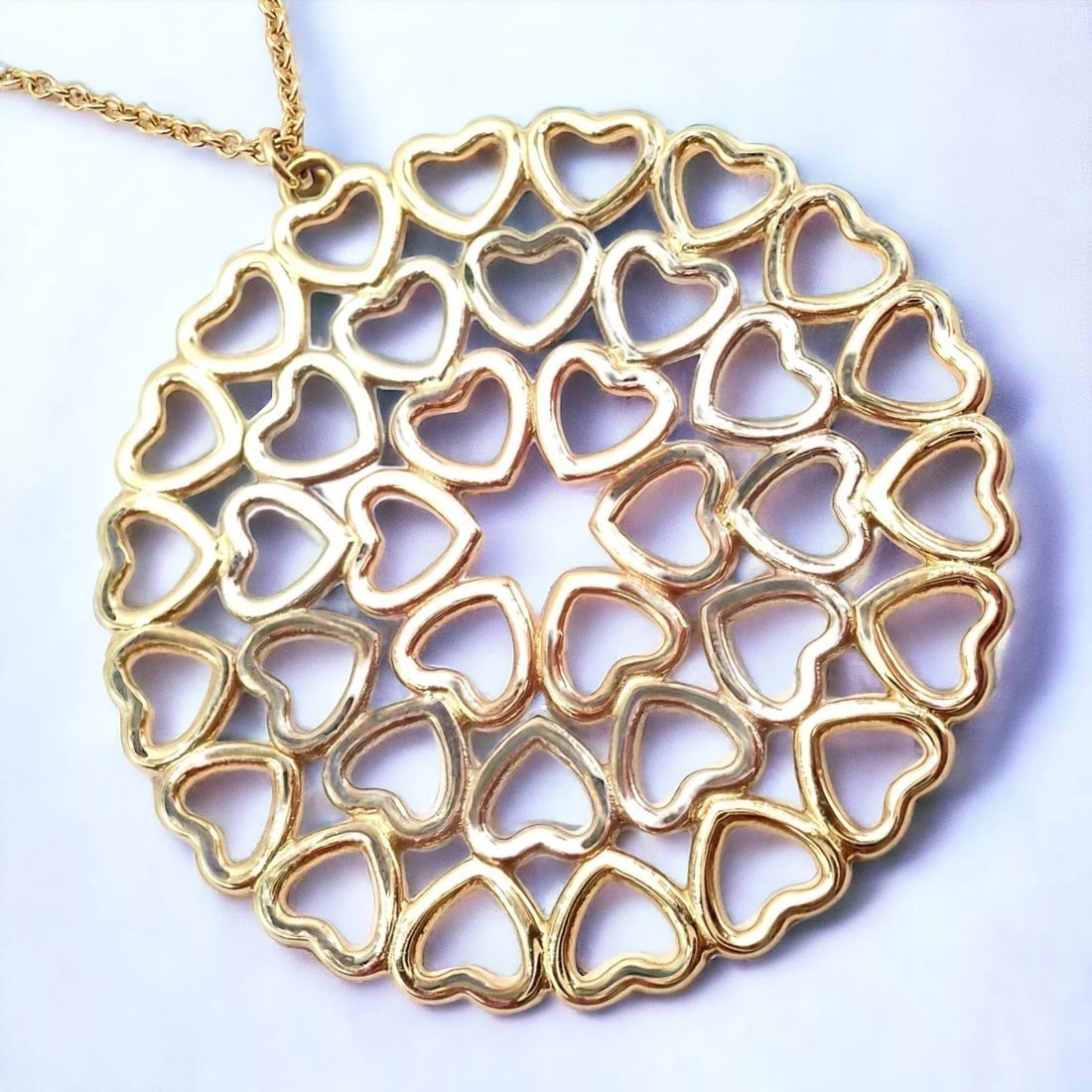 Tiffany & Co Picasso 18k Tri-Color Gold Large Crown of Hearts Pendant Necklace: Tiffany & Co Picasso 18k Tri-Color Gold Large Crown of Hearts Pendant Necklace Tiffany & Co Picasso 18k Tri-Color Gold Large Crown of Hearts Pendant Necklace Product Description About This Piece: This