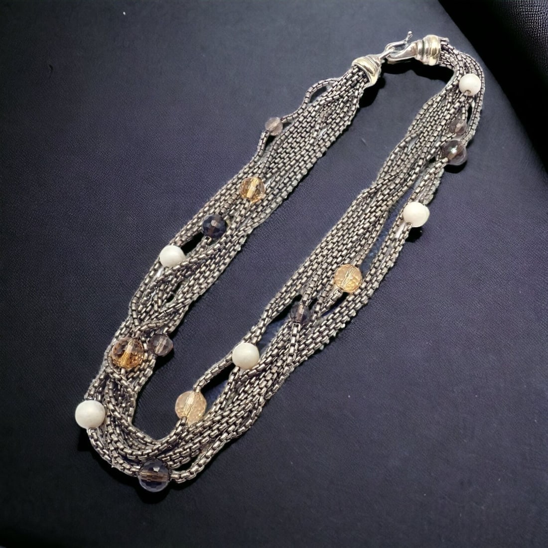 David Yurman DY 18k Yellow Gold Sterling Silver 8 Strand Box Chain Necklace: David Yurman DY 18k Yellow Gold Sterling Silver 8 Strand Box Chain Necklace David Yurman DY 18k Yellow Gold Sterling Silver 8 Strand Box Chain Necklace Product Description About This Piece: The David 