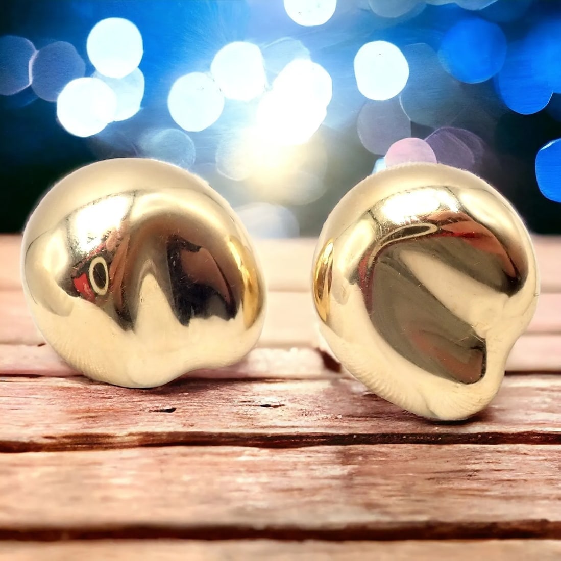Authentic Tiffany & Co Peretti 18k Yellow Gold Extra Large Thumbprint Earrings (1 of 11)