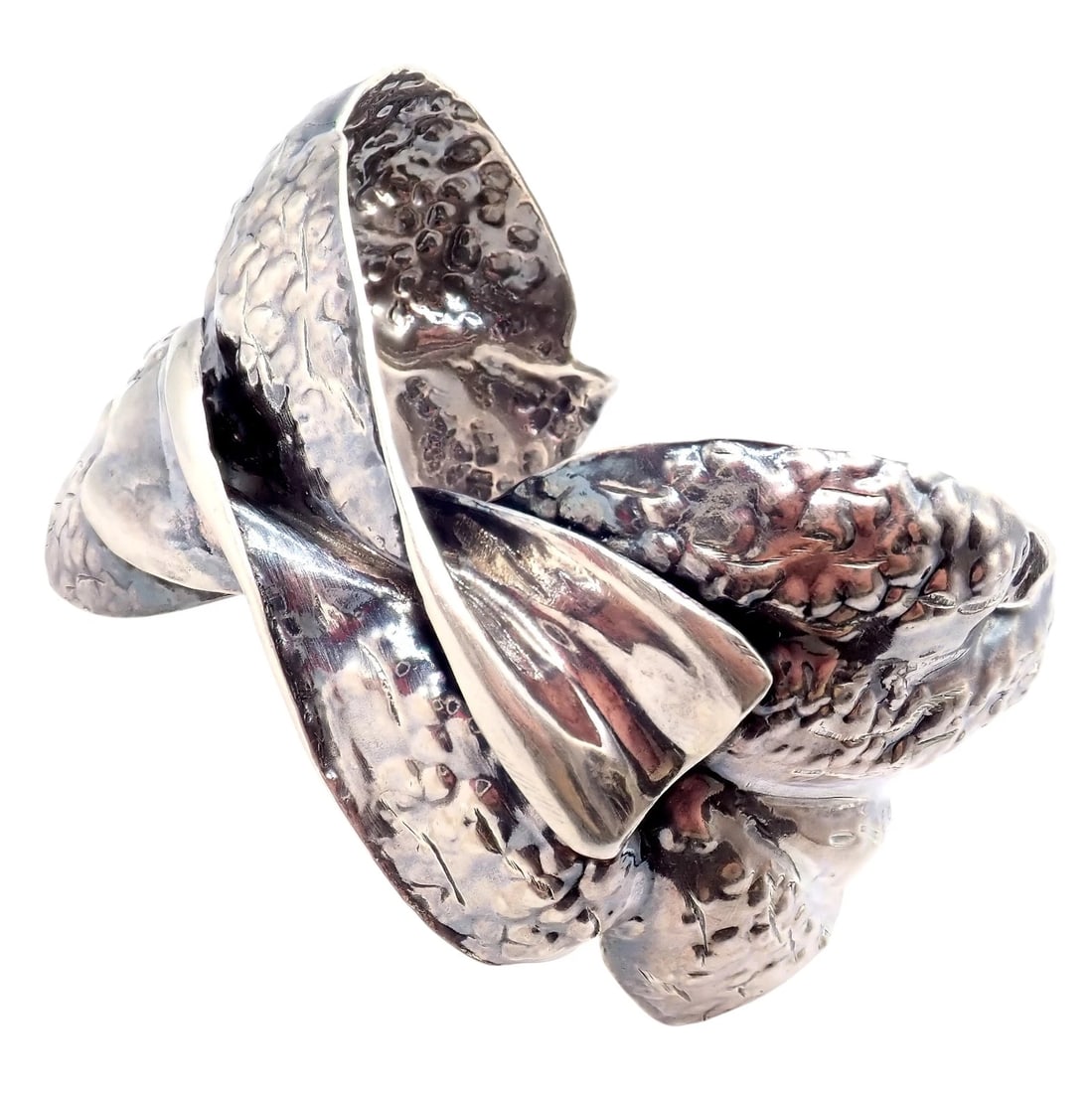 Rare! Vintage Mario Buccellati Silver Magnolia Leaf Branch Cuff Bracelet (1 of 11)