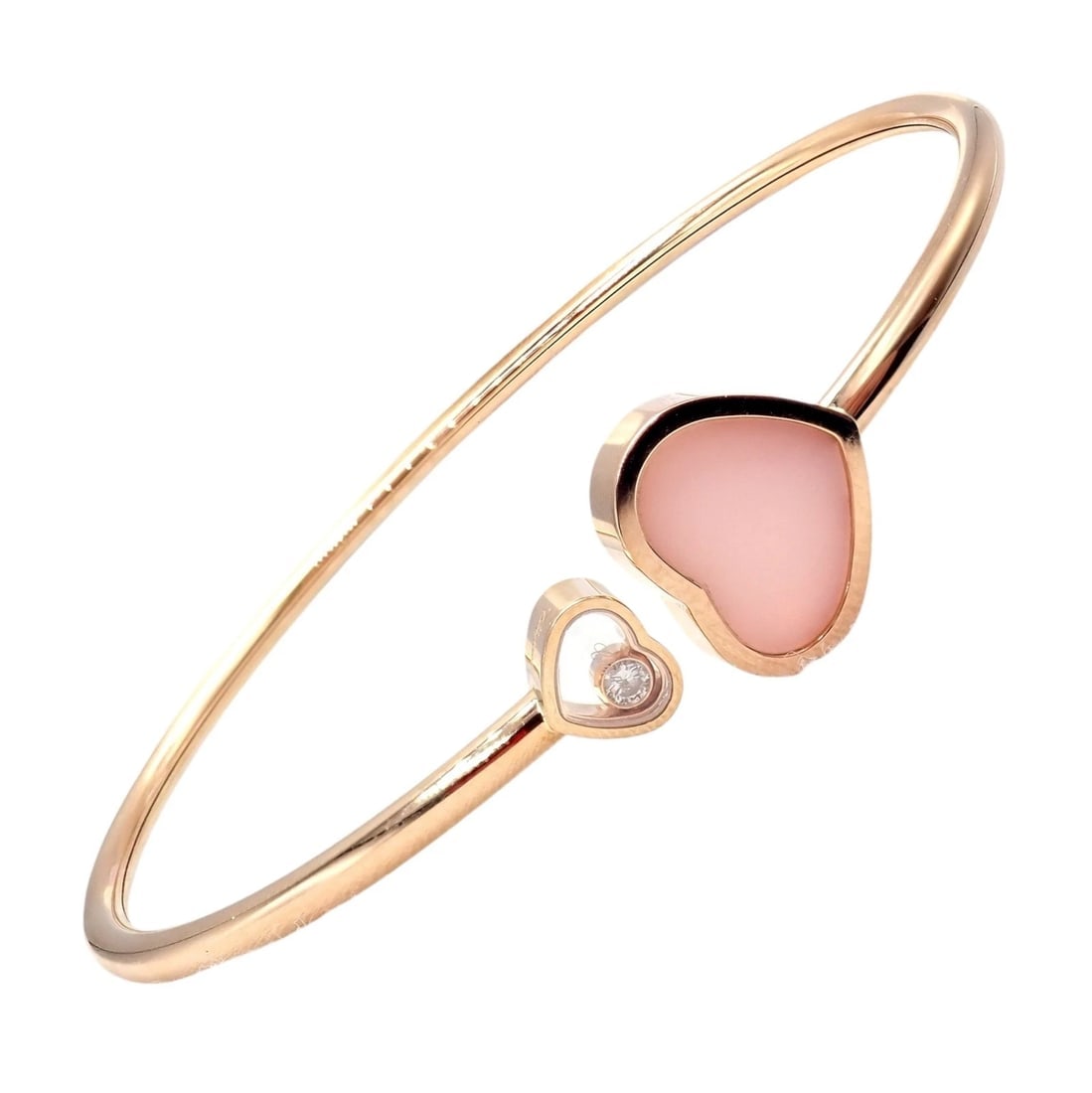 Rare! Chopard 18k Rose Gold Happy Hearts Diamond Pink Opal Bracelet (1 of 11)