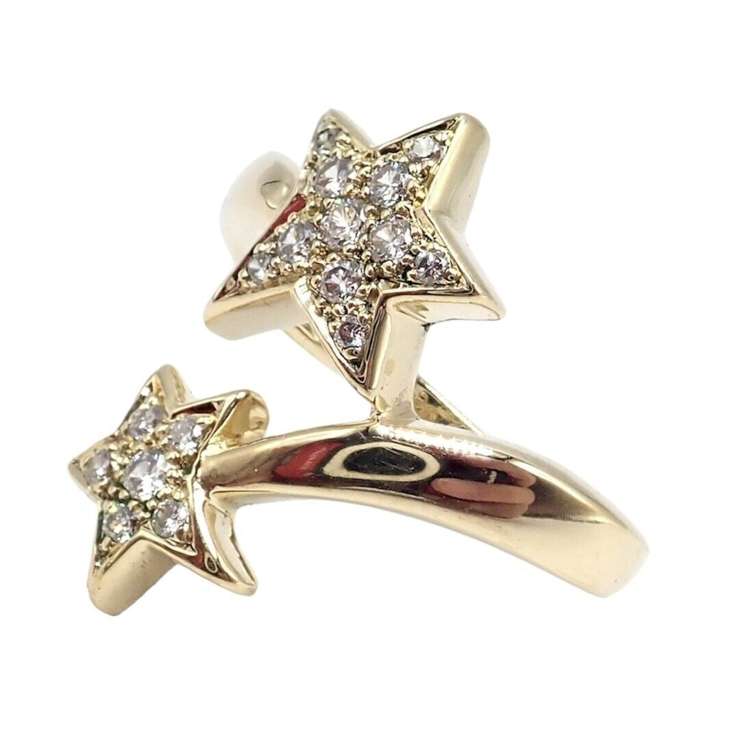 Chanel Comete 18k Yellow Gold Diamond Cocktail Stars Ring sz 6.5 (1 of 11)