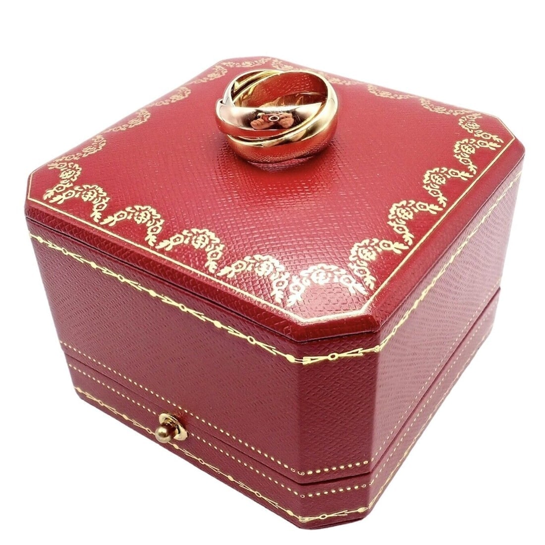 Authentic! Cartier Trinity 18k TriColor Gold Wide Band Ring 1990: Authentic! Cartier Trinity 18k TriColor Gold Wide Band Ring 1990 Authentic! Cartier Trinity 18k TriColor Gold Wide Band Ring 1990 Product Description About This Piece: The Cartier Trinity 18k TriColor