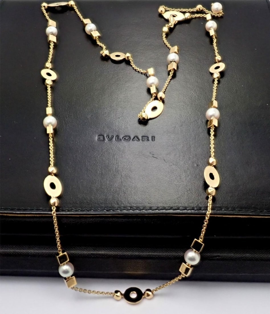 Authentic! Bulgari Bvlgari Lucea 18k Yellow Gold 34" 7mm Pearl Necklace: Authentic! Bulgari Bvlgari Lucea 18k Yellow Gold 34" 7mm Pearl Necklace Authentic! Bulgari Bvlgari Lucea 18k Yellow Gold 34" 7mm Pearl Necklace Product Description About This Piece: Metal: 18k Yellow 