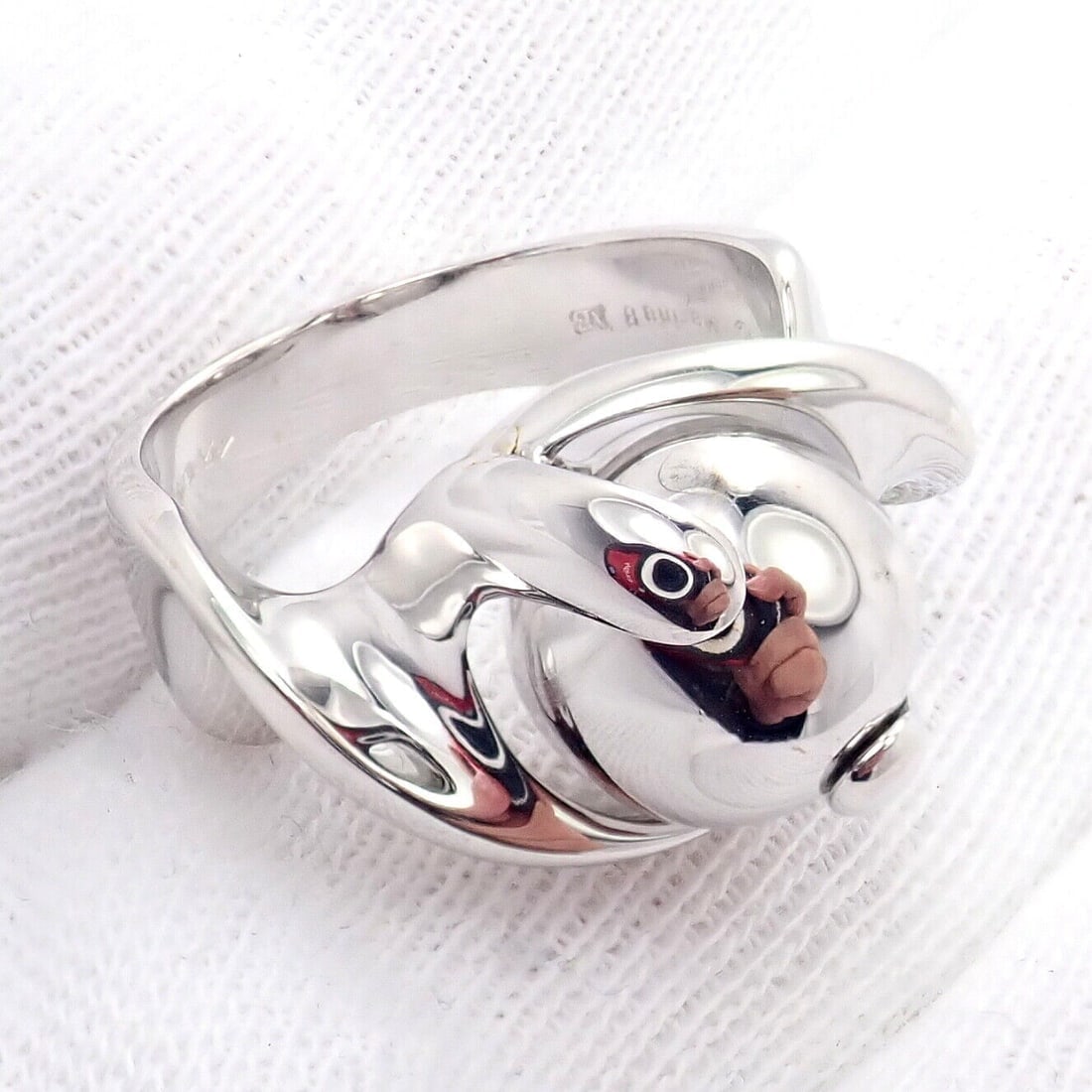 Authentic! Marina B 18k White Gold Rolling Ball Globe Ring Sz 7 (1 of 8)