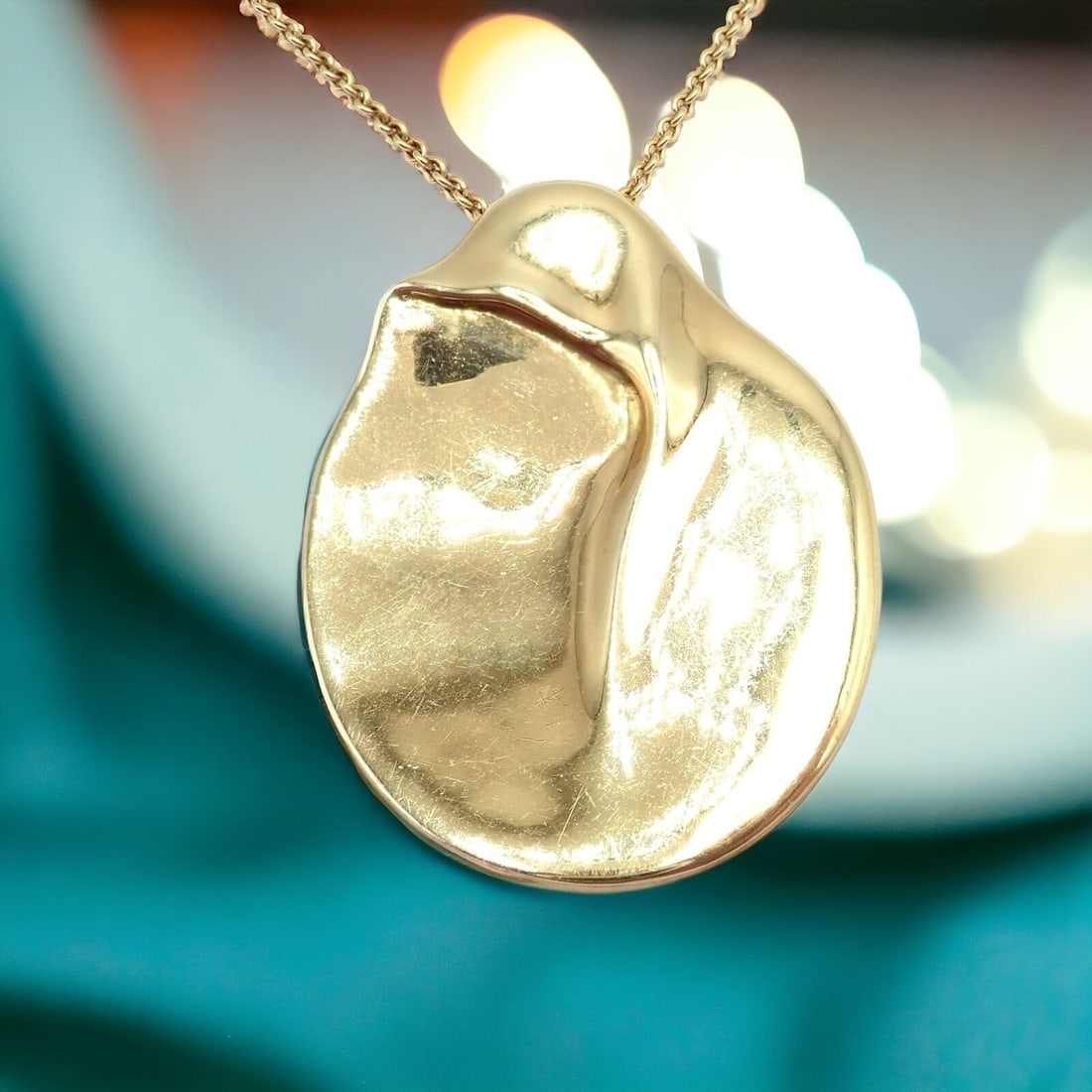 Tiffany & Co Peretti 18k Yellow Gold Madonna Pendant Extra Large Necklace 30" (1 of 9)