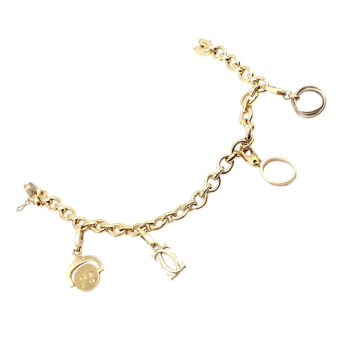 Authentic Cartier 18k Yellow Gold LOVE Trinity Double C Charm Link Bracelet 1995 (1 of 11)
