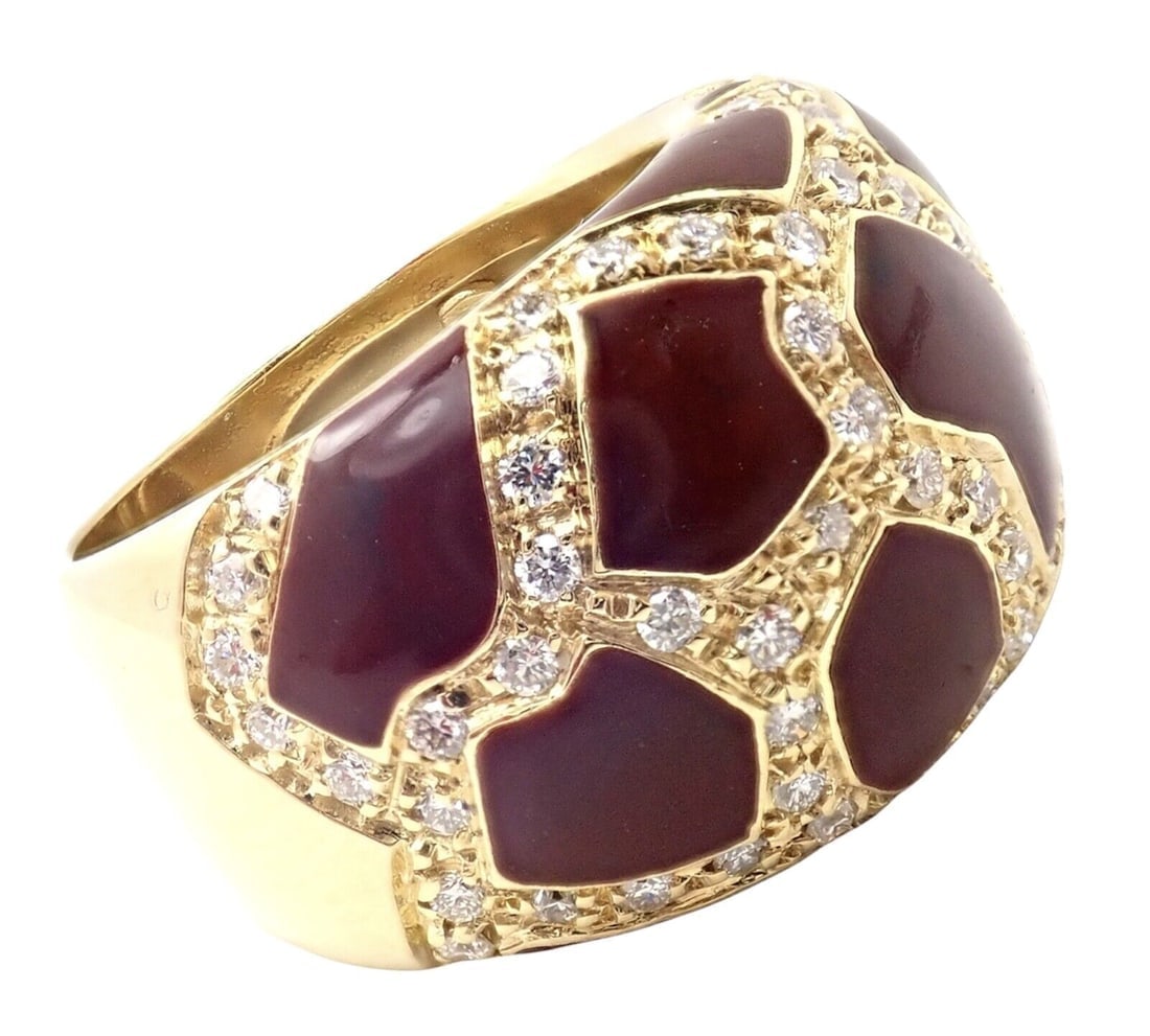 Authentic! Roberto Coin Giraffe 18k Yellow Gold Enamel Diamond Ring (1 of 11)