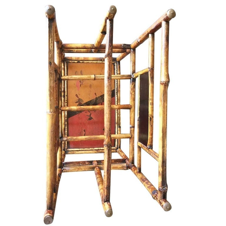 Restored Aesthetic Movement Large Two-Tier Tiger Bamboo Magazine Rack w/ Divider - 5