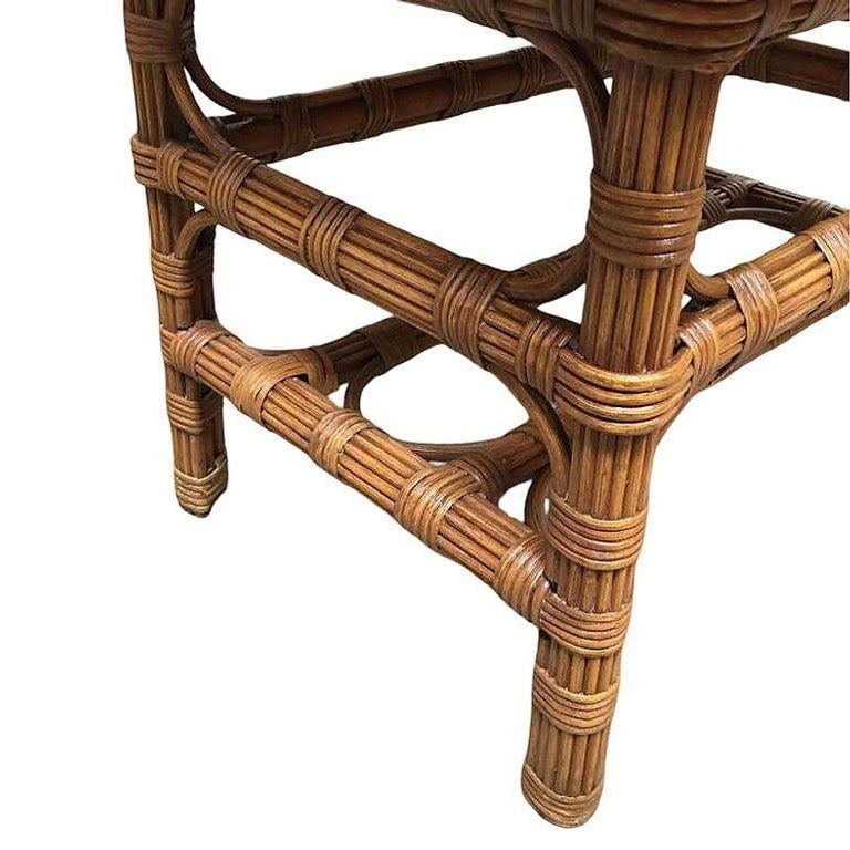 Restored Stick Rattan Side Table with Bleached Mahogany Top - 8