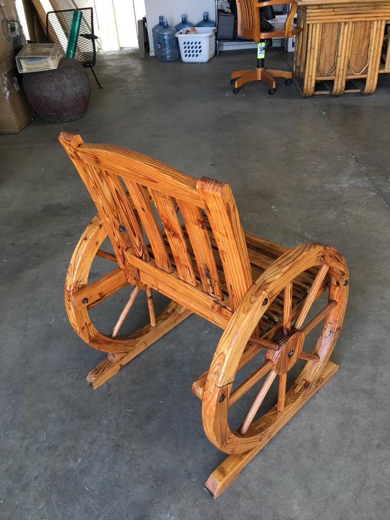 Western Folk Art Wagon Wheel Table and Chairs Set, 1960 - 10