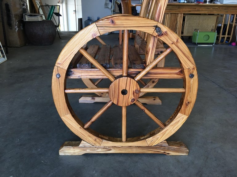 Western Folk Art Wagon Wheel Table and Chairs Set, 1960 - 11