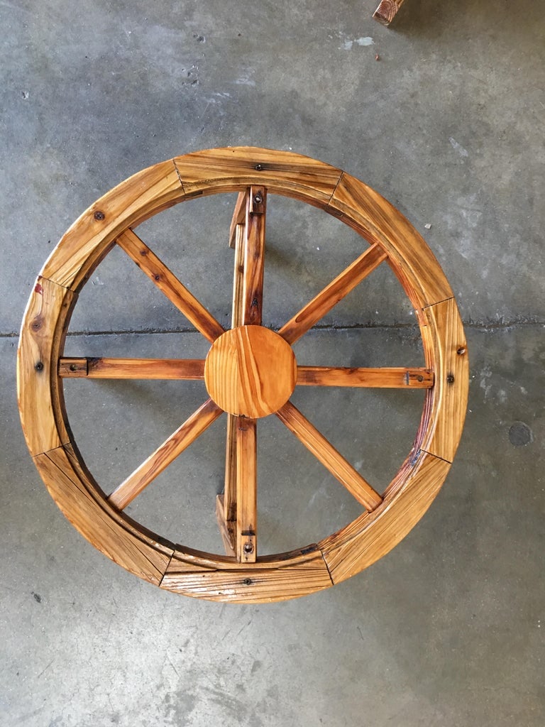 Western Folk Art Wagon Wheel Table and Chairs Set, 1960 - 13