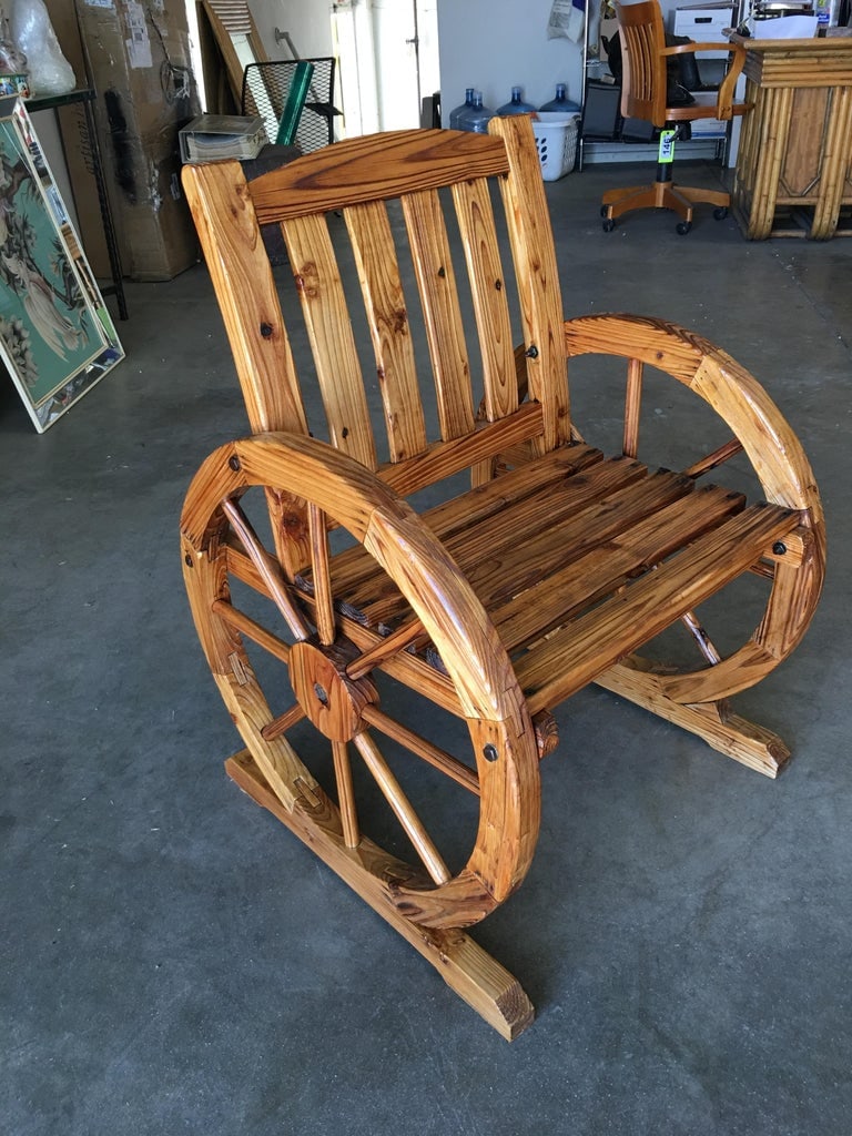 Western Folk Art Wagon Wheel Table and Chairs Set, 1960 - 7