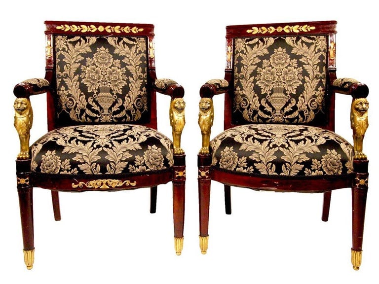 French Federal EmpireStyle Victorian Cherry Wood Armchairs, Set of Four - 3