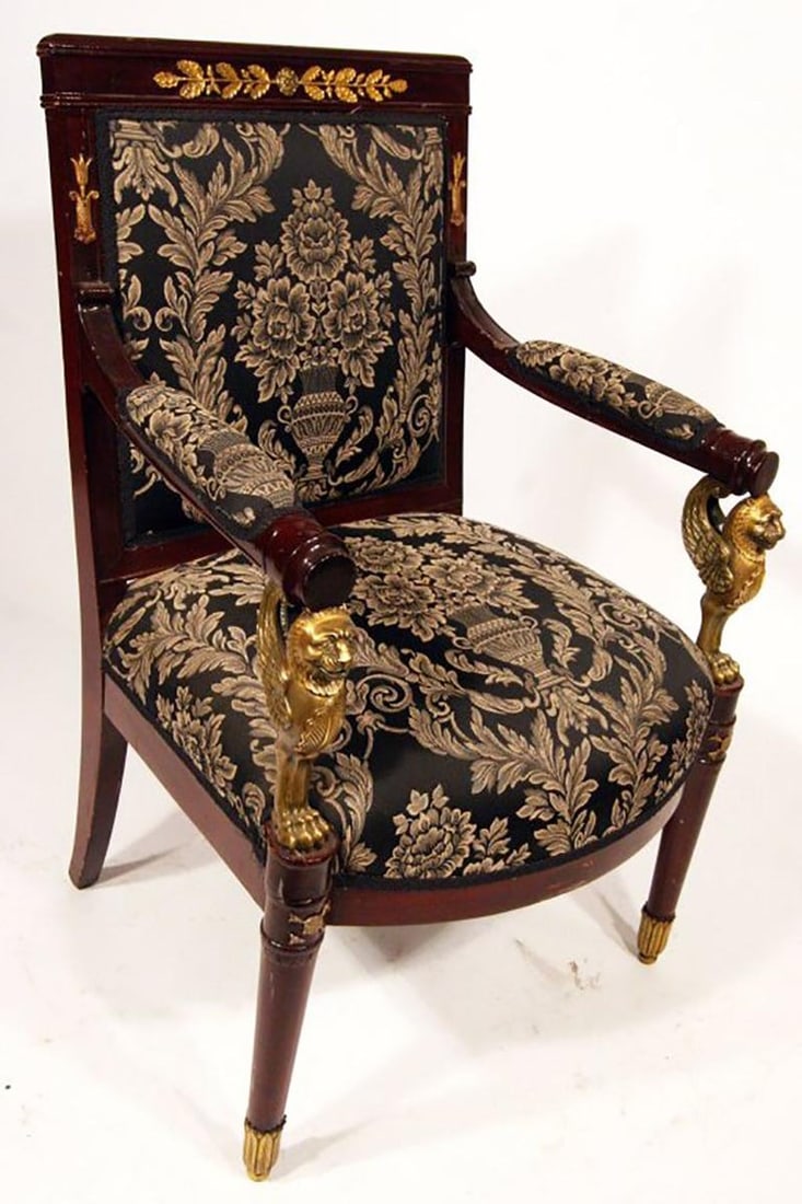 French Federal EmpireStyle Victorian Cherry Wood Armchairs, Set of Four - 4