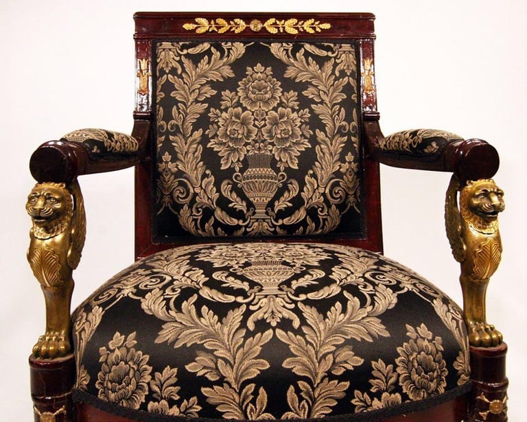 French Federal EmpireStyle Victorian Cherry Wood Armchairs, Set of Four - 5