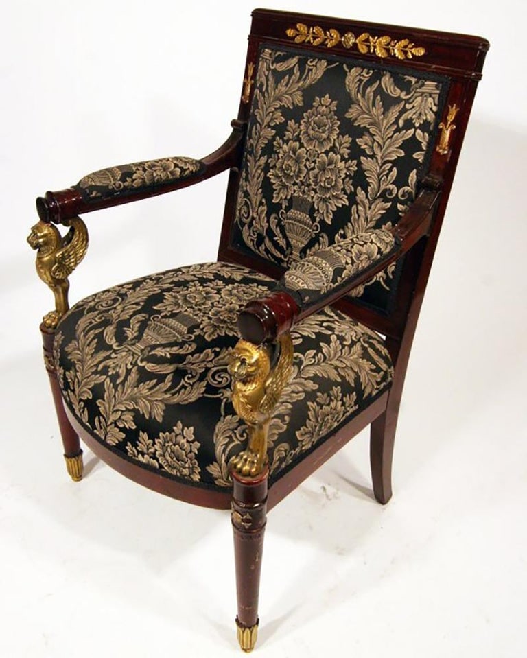 French Federal EmpireStyle Victorian Cherry Wood Armchairs, Set of Four - 6