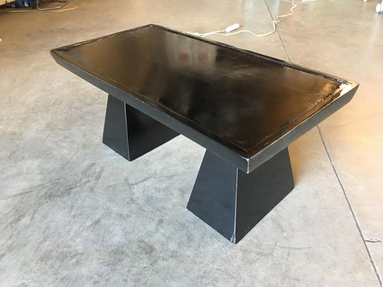 Midcentury Geometric Sculptural Black Lacquer Coffee Table - 4