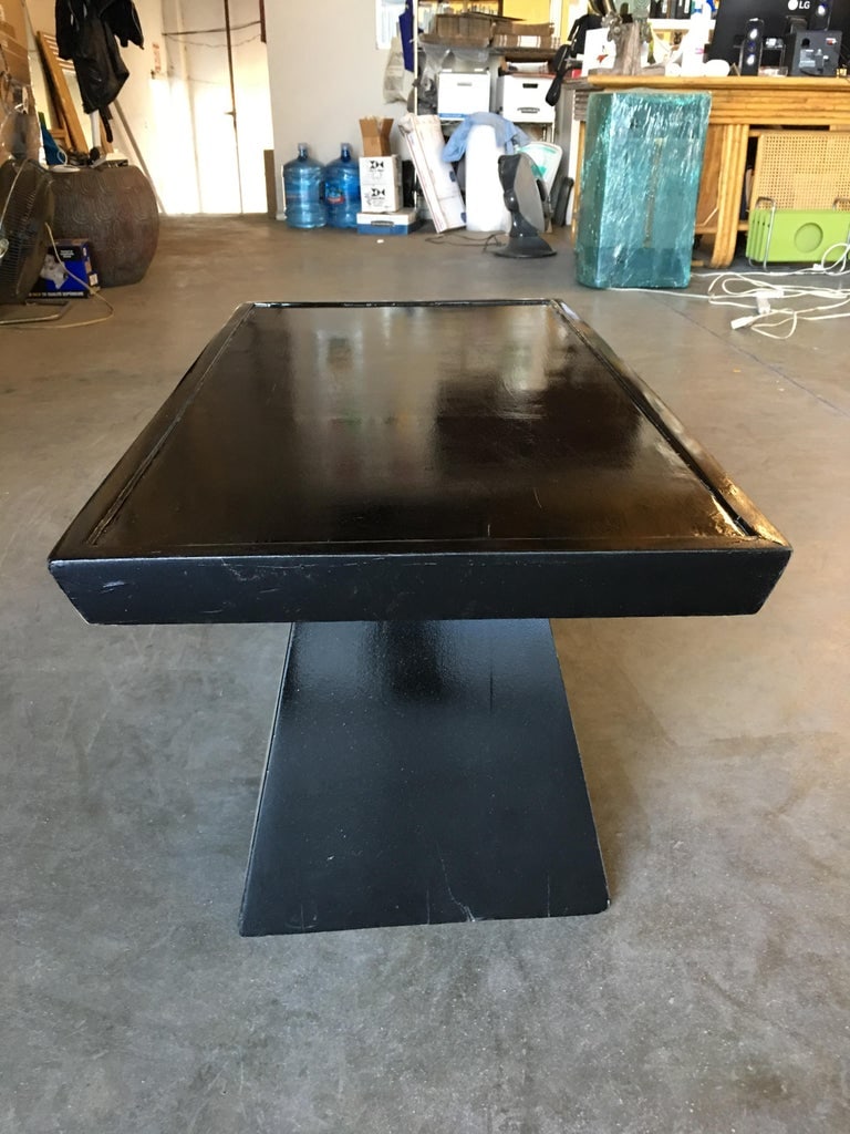 Midcentury Geometric Sculptural Black Lacquer Coffee Table - 7