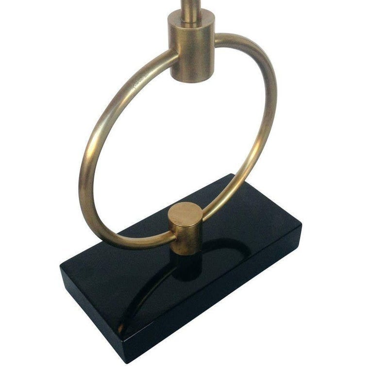Mid-century Gilbert Rohde Style Brass Ring Table Lamp, Pair - 7