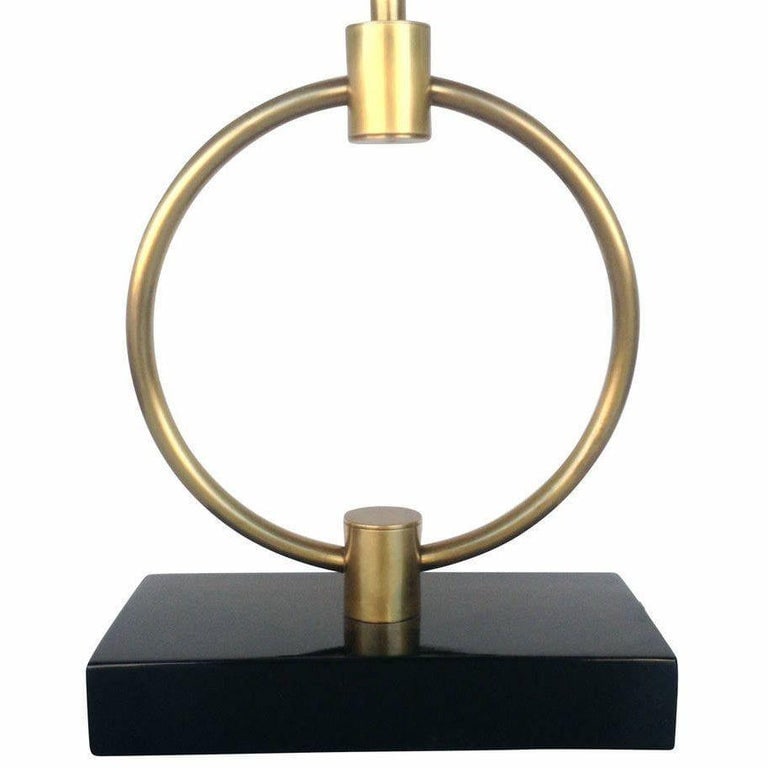 Mid-century Gilbert Rohde Style Brass Ring Table Lamp, Pair - 8