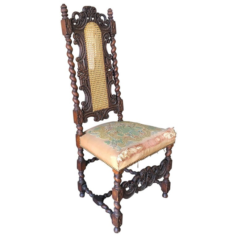 Victorian Hand Carved Oak Gothic Revival Side Throne Chair (1 of 10)