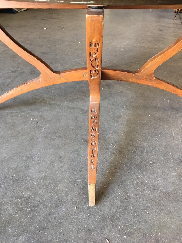Folding Coffee Table with Brass Charger Tray - 4
