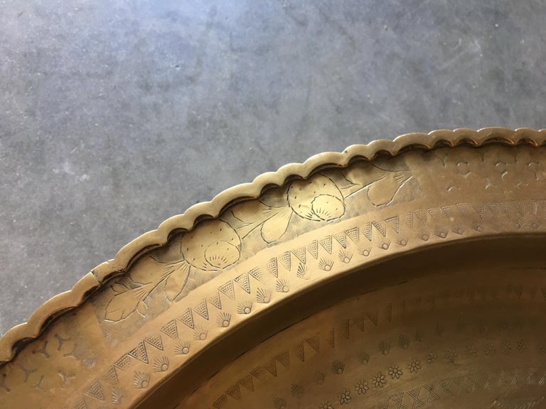 Folding Coffee Table with Brass Charger Tray - 7