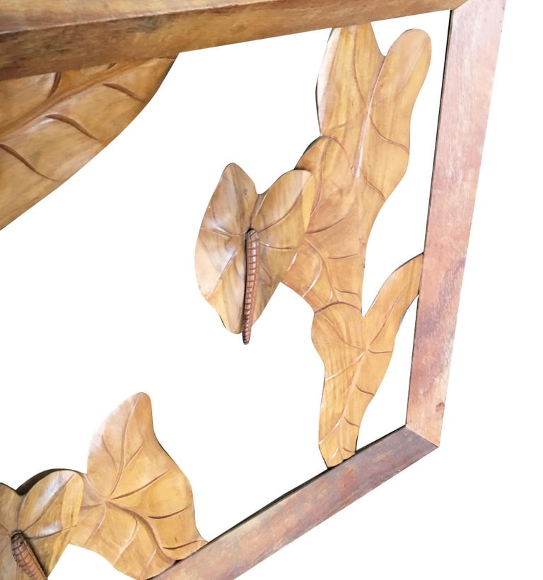Large Hand Carved Koa Wood Anthurium Wall Art - 4