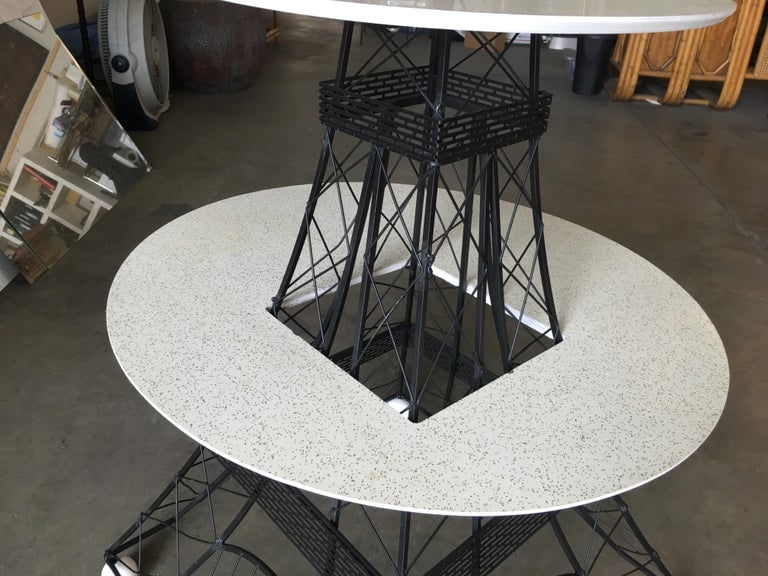 Midcentury Two-Tier Eiffel Tower Brass Sculptural Cocktail Table - 8
