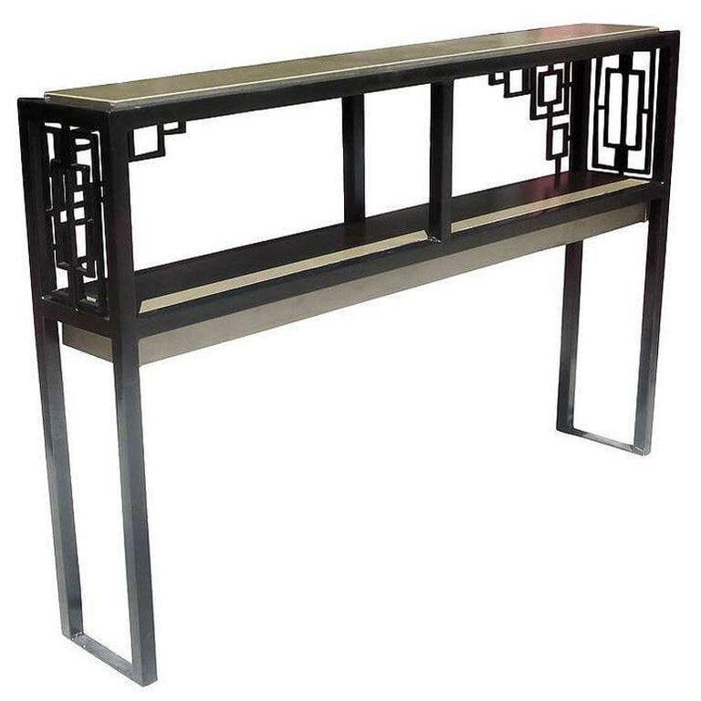 Black and Gold "Prairie" Style Console Table - 3